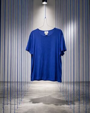 Jaclyn Smith Cobalt Blue Ribbed Short Sleeve Knit Top XL